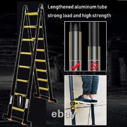 16.4ft Portable Heavy Duty Multi-Purpose Aluminium Telescopic Ladder Black