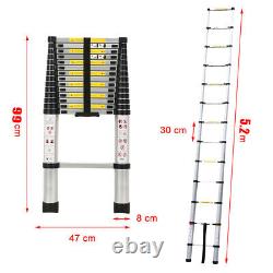 17FT Extendable Portable Heavy Duty Aluminium Telescopic Ladder 150KG MAX LOAD