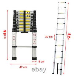 17FT Extendable Portable Heavy Duty Aluminium Telescopic Step Ladder 150KG MAX