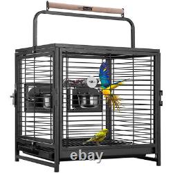 18 inch Portable Bird Parrot Cockatiel Cage Travel Carrier Bowls Heavy Duty