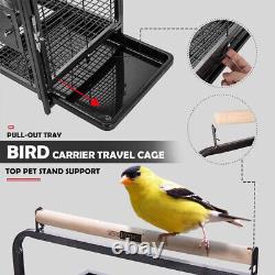 18 inch Portable Bird Parrot Cockatiel Cage Travel Carrier Bowls Heavy Duty