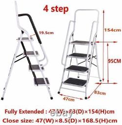 1 2 3 4 Step Ladder Folding Portable Compact Heavy Duty Iron Anti-Slip Mat Stool