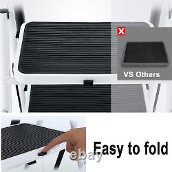 1 2 3 4 Step Ladder Folding Portable Compact Heavy Duty Iron Anti-Slip Mat Stool