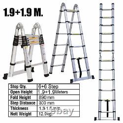 1.4-3.8M Multi-Purpose Aluminium Telescopic Folding Ladder Heavy Duty Extendable