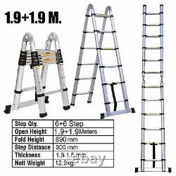 1.4-3.8M Portable Heavy Duty Multipurpose Aluminium Telescopic Extendable Ladder