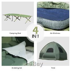 1-Person Compact Portable Pop-Up Tent Air Mattress and Sleeping Bag Camping Bed