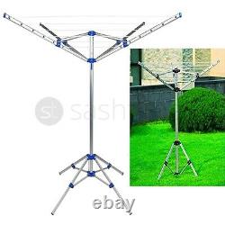20M Clothes Airer Portable Rotary Washing Line 4 Arm Free Standing Multi Laundry
