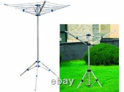 20M Clothes Airer Portable Rotary Washing Line 4 Arm Free Standing Multi Laundry