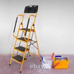 2/3/4 Step Ladders Portable Compact Folding Metal Ladder Stool Heavy Duty