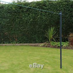 2.4 m Galvanized Clothes Washing Line Post Pole Support With Socket Heavy Duty