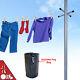 2.4m Galvanised Steel Clothes Washing Line Post Support Pole With Socket + Peg Bag