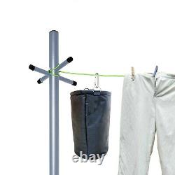 2.4m Galvanised Steel Clothes Washing Line Post Support Pole with Socket + Peg Bag