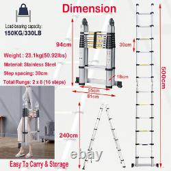 2.6-5M Heavy Duty Multi-Purpose Stainless Telescopic Folding Ladder Extendable