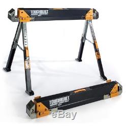 New 2-Pack Toughbuilt Steel Folding Portable Saw Horse Pair Heavy-Duty SafeTool 