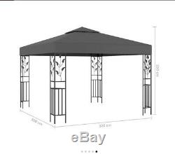 2-Tier Patio Gazebo with Steel Frame Canopy 3m x 3m Garden Shelter Anthracite