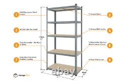 2 X Heavy Duty 5 Tier Garage Shelving (176 x 90 x 45cm) Boltless Storage Shelf