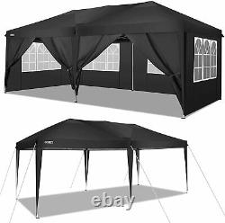 3Mx6M Heavy Duty Gazebo Waterproof Marquee Canopy Garden Party Patio Tent Black