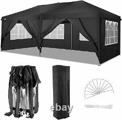 3Mx6M Heavy Duty Gazebo Waterproof Marquee Canopy Garden Party Patio Tent Black