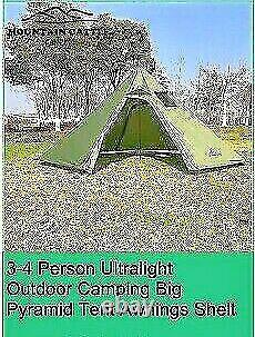 3-4 Person Teepee Pyramid Cone Outdoor Tent Waterproof Light Portable Camping