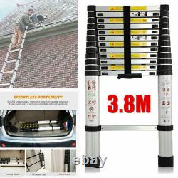 3.8M Heavy Duty Aluminium Telescopic Ladder Extendable 12.5ft Extension 13 Steps