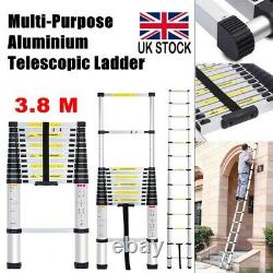 3.8M Portable Aluminium Telescopic Ladder Multi-Purpose Extendable Heavy Duty UK