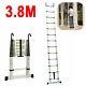 3.8m Portable Heavy Duty Multi-purpose Aluminium Telescopic Ladder With Hooks