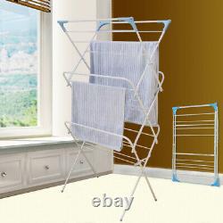 3 Tier Indoor Outdoor Folding Winged Clothes Airer Laundry Washing Drying Rack