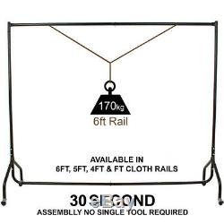 3ft 4ft 5ft 6ft Home Cloth Rail Hanging Mobile Garment Storage Rack Rails DIY