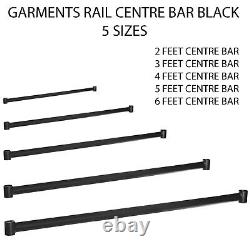 3ft 4ft 5ft 6ft Reinforced Black Heavy-Duty Clothes Rail With Heavy Duty Wheels