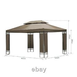 3m x 4m Garden Gazebo Outdoor Party Tent Marquee Canopy Pavilion Patio Brown
