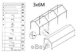 3m x 6m Gazebo Garage Carport Shelter Portable Car Port Canopy for Car ATV Boat