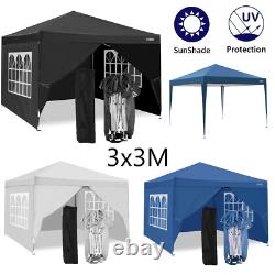 3x3M Gazebo Marquee Canopy withSides Heavy Duty Waterproof Garden Patio Party Tent