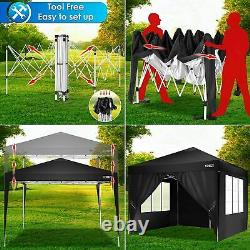 3x3M Gazebo Pop-up Canopy Marquee Waterproof Garden Party Tent With 4Side Panels