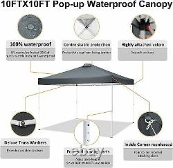 3x3M Gazebo Pop-up Heavy Duty Waterproof Marquee Garden Tent withSides& 4 Sandbags