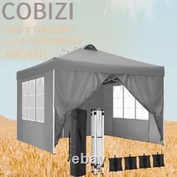 3x3M Gazebo Pop-up Waterproof Canopy Marquee Garden Wedding Party with 4 Sides New