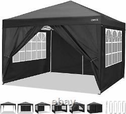 3x3M Heavy Duty Popup Gazebo Waterproof Marquee Canopy Garden Party Tent Black
