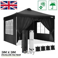 3x3M PopUp Gazebo Canopy Marquee Strong Waterproof Garden Shade Outdoor Tent UK