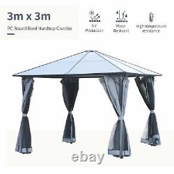 3x3m Patio Aluminium Gazebo Garden Canopy Tent Hardtop Marquee Party PC Board