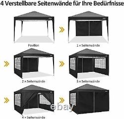 3x3m Pop up Gazebo Tent Waterproof With4 Sides for Outdoor Wedding Garden Party UK