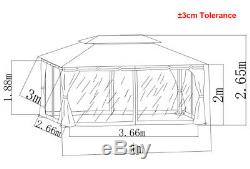 3x4M Deluxe Metal Pavilion Gazebo Awning Canopy Sun Shade Party Tent Marquee