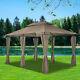 3x4m Garden Metal Gazebo Patio Party Tent Marquee Canopy Shelter Pavilion Brown