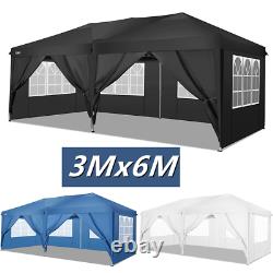 3x6M Waterproof Gazebo Pop Up Tent Marquee Canopy Outdoor Wedding Garden Party