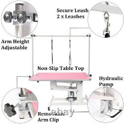 44XL Heavy Duty Hydraulic Lift Pet Dog Grooming Table Adjustable Bar Arms Leash