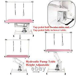 44XL Heavy Duty Hydraulic Lift Pet Dog Grooming Table Adjustable Bar Arms Leash
