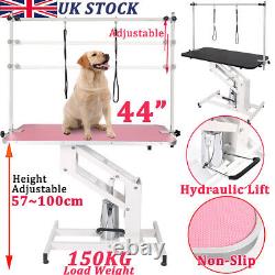 44 Heavy Duty Hydraulic Lift Pet Dog Grooming Table Adjustable H Arms 2 Leash