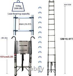 4.4M/5M Portable Heavy Duty Telescopic Ladder Multi-Purpose Stainless Extendable