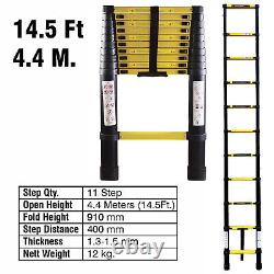 4.4M Heavy Duty Portable Home Telescopic Loft Ladder Extendable Aluminium Ladder