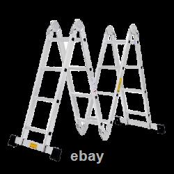 4.7M/15.4Ft Heavy Duty Aluminum Multi Purpose Folding Step Ladder 14 IN 1