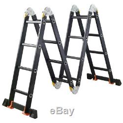 4.7M Heavy Duty Aluminium Folding Ladder Step Extension Multi Purpose Platform