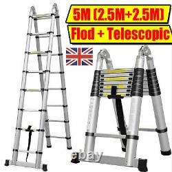 5M 2.5M Portable Heavy Duty Multi-Purpose Aluminium Telescopic Ladder Extendable